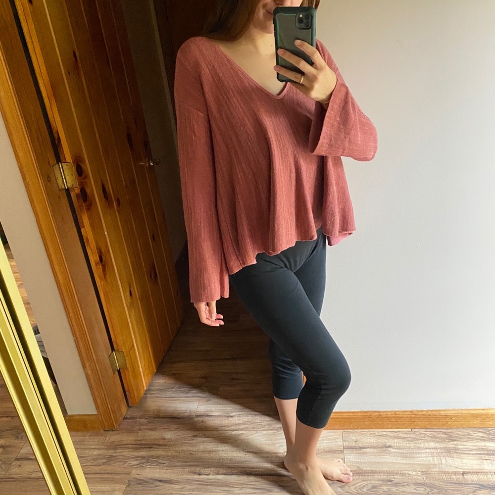 SOLD Free people pink bell sleeved sweater